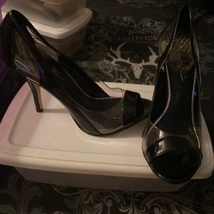 Black and clear heel